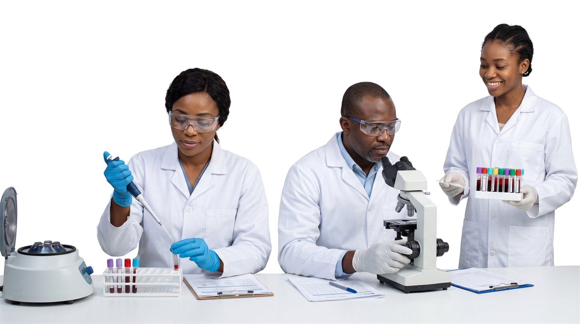 Medical laboratory scientists at ApexMedics Hospital